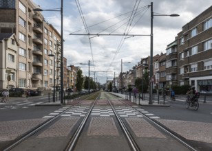 Jette, Brussels Capital Region, Belgium, 09 22 2019 children driving the bicycle at the Avenue