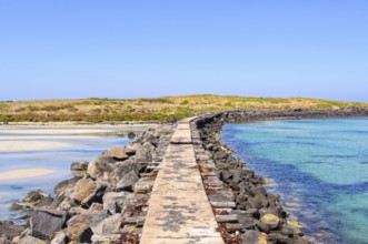 Causeway to the Griffiths Island at the mouth of the Moyne River, Port Fairy, Victoria, Australia