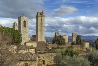 View of San Gimignano with several towers, Italy