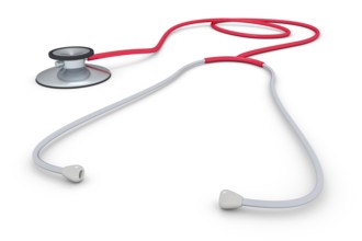 An image of a stethoscope isolated on a white background