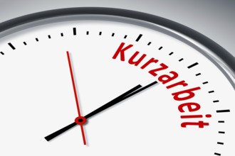 Eine Uhr mit Text Kurzarbeit