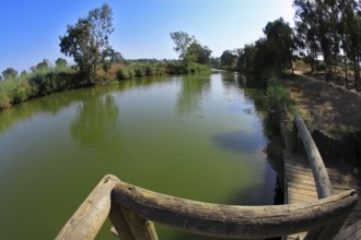 The silent rural river. A mooring for fishermen