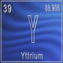 Yttrium chemical element, Sign with atomic number and atomic weight, Periodic Table Element