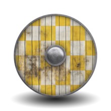 An illustration of a vintage wooden knight shield