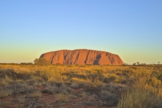 Ayers Rock or Uluru respectively at sun set. Photo shot in 2020