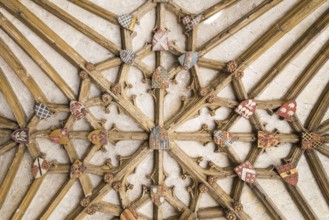 Ancient wooden structure at the ceiling of the galleries of Canterbury cathedral in Cantebury,