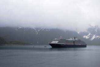 Oosterdam cruise ship of America going to Hubbard glacier and Saint Elias mountain, the longest