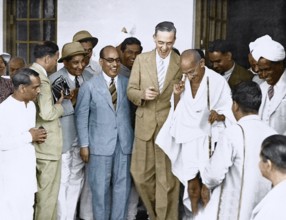 Mahatma Gandhi with Sir Stafford Cripps, New Delhi, India, Asia, March 27, 1942