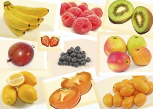 Fruit collage with various fruits
