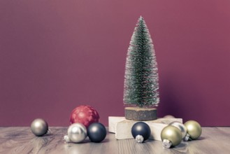 Christmas decoration glass balls with fir tree