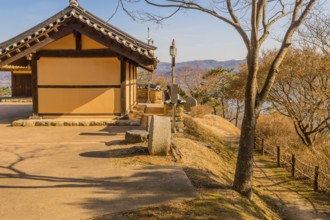 Daejeon, South Korea, January 16, 2020: Side view of traditional Korean building with ceramic tile