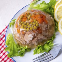 Delicious aspic with pork bones and pork legs