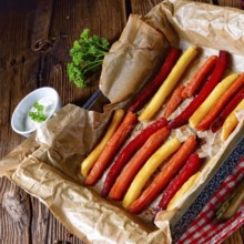Colorful vegetable fries from the oven