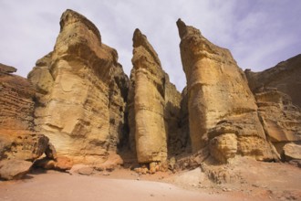 Columns of tsar Solomon - huge rocks of the freakish form in Park Timna in Israel