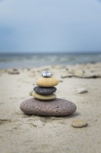 Round pebbles on the beach in Denmark is a symbol for harmony. Stones on the beach in Denmark is a
