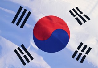 South Korea's national flag flutters in the wind