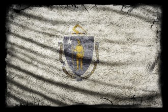 Massachusetts Flag, Grunge Texture Background