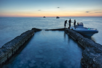 Fresh water outlet to the sea, Es Trenc beach. Mallorca. Balearic Islands. Spain