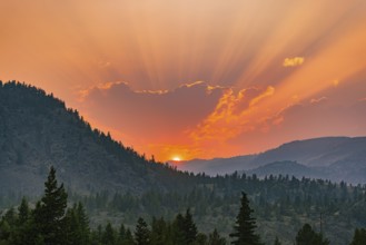 Real sunset in the wild landscape of Montana