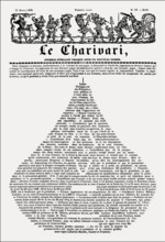 Front page with the verdict against an editor in pear shape, the magazine Le Charivari, 1834