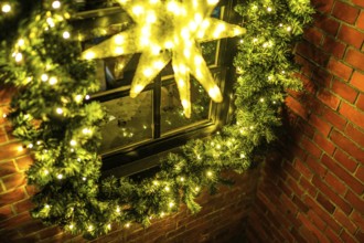 Christmas decorated window. Shooting Location: France, Paris