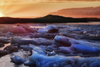 Jokulsarlon glacial river lagoon in southern part of Vatnajokull National Park