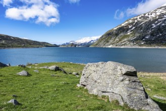 A view of the Montespluga Dam near the Splügen Pass from Italy to Switzerland