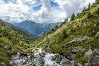 Scenic alpine landscape in the High Tauern National Park during a hike around Mt. Grossglockner,