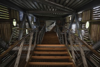 Fochteloo, Drenthe, The Netherlands, 07 20 2022, Interior design in larch wood of an observation