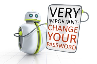 A sweet little robot with text change your password