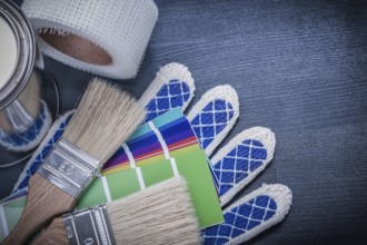 Paintbrushes can color sampler safety gloves household tape