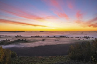 Sunrise with fog in the landscape