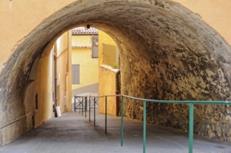 Empty walkway with handrail, Grasse, France