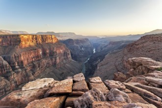 Evening light at Toroweap Overlook with a view of the Grand Canyon and the Colorado River, Arizona,