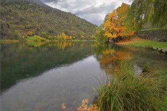Small lake in city park of the French small town
