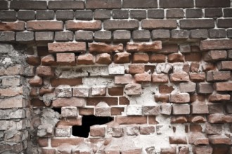 Old destroyed brick wall