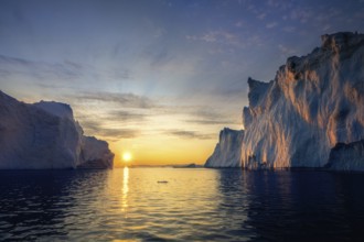 Greenland Ilulissat glaciers at fjord Disco Bay West Greenland