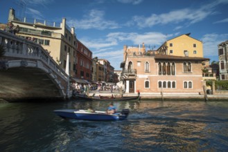 Canal in Venice. Blue sky. Italy, Venice