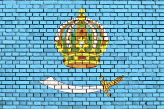 Flag of Astrakhan Oblast painted on brick wall