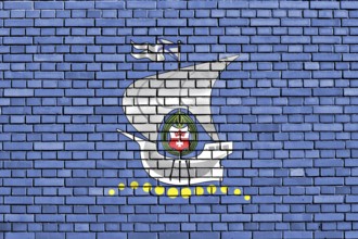 Flag of Kaliningrad painted on brick wall