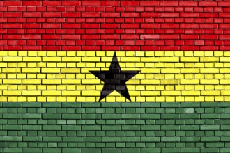 Flag of Ghana painted on brick wall