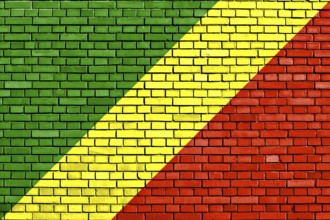 Flag of Congo painted on brick wall