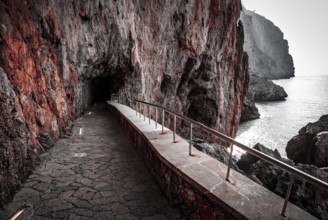 Path with tunnel, sa calobra, mallorca