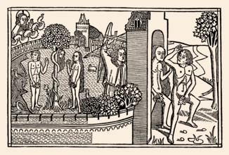 The Expulsion of Adam and Eve, wood engraving, Kölner-Bibel, Cologne bible, 1478