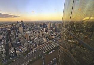 The skyline of Melbourne photographed from the skydeck during dawn