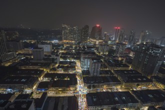 The illuminated skyline of Kuala Lumpur in Malaysia at night