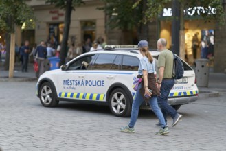 Police presence as a precautionary measure on busy Wenceslas Square in Prague