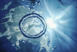 Bubble Ring Underwater ascends towards the Sun