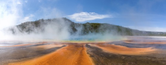 Famous Grand Prismatic Spring basin in Yellowstone National Park, USA