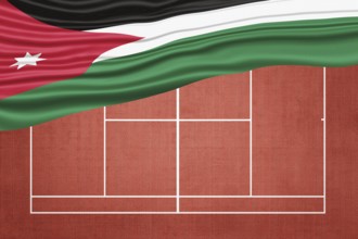Jordan Flag on Clay Tennis Court, Sports Symbol